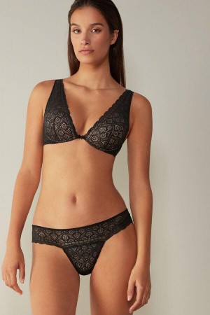 Dámské Podprsenky Intimissimi Elena Balconette in Krajkové Černé | CZ FM4808