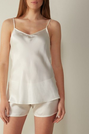 Dámské Tílko Intimissimi Silk Satin with V-neckline Bílé | CZ TV4351