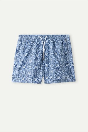 Pánské Koupací Šortky Intimissimi Blue Majolica Print Bílé Blankyt | CZ JJ3331