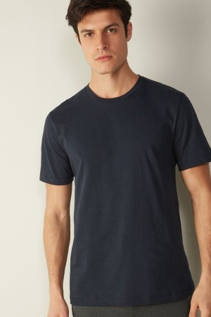 Pánské Pyžama Intimissimi T-shirt in Bavlněné Jersey Blankyt | CZ IS3172