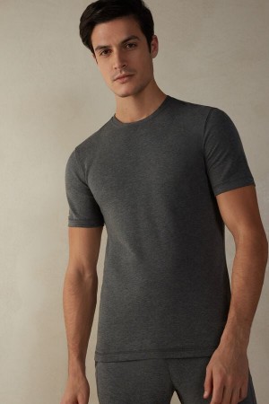Pánské Tričko Intimissimi Krátké-Sleeve Modal-Cashmere Tmavě Šedé | CZ AP3054